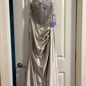 Elegant Silver Gown for Prom or Bridesmaid